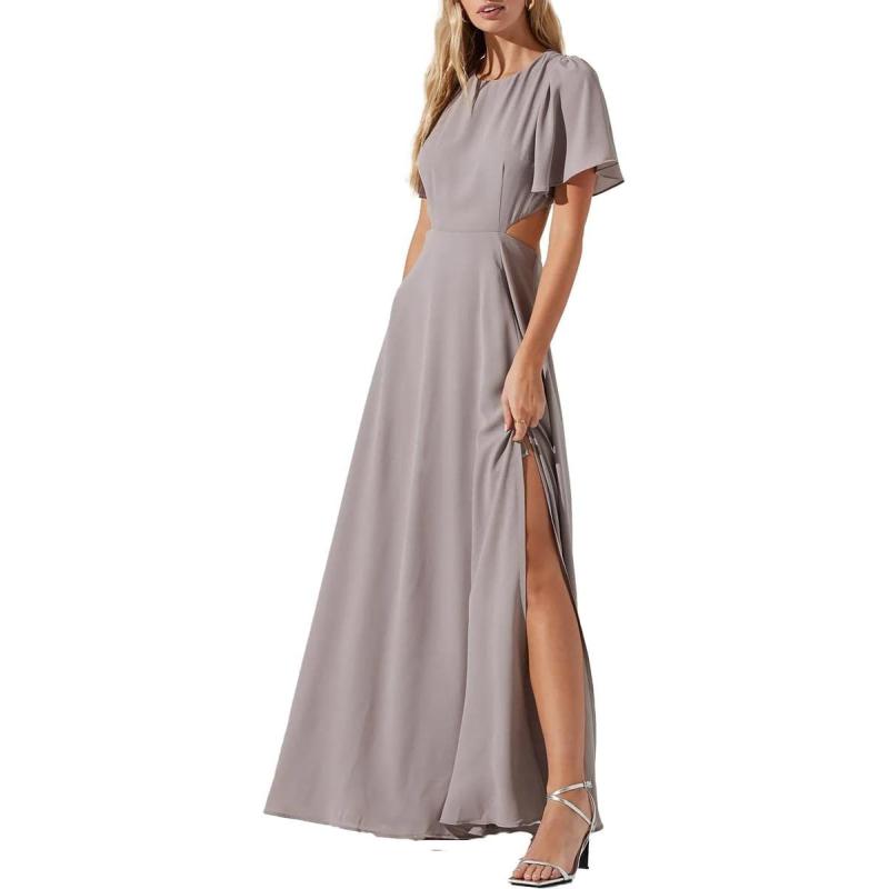 ASTR the label Katrina Women’s Cut Out Flutter Sleeve Maxi Dress(Dusty ...