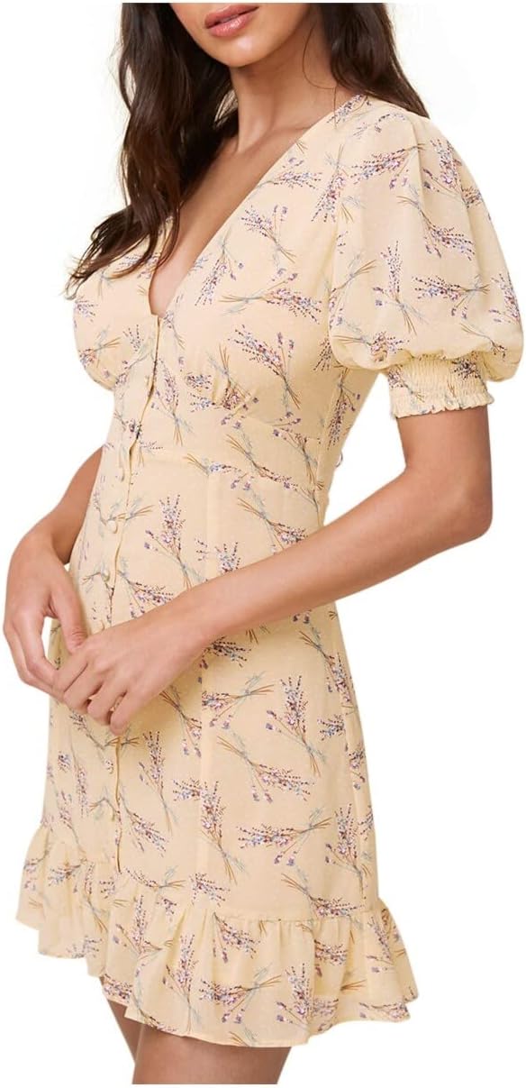 Madelyn Floral Dress(Yellow Floral) - ASTR The Label